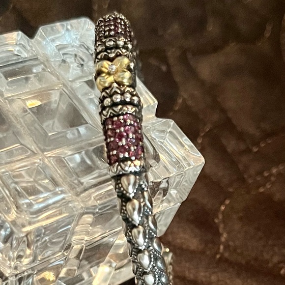 Barbara Bixby Sterling Silver, 18k Gold, Brazilian Garnet Cuff❤️ - Picture 2 of 8